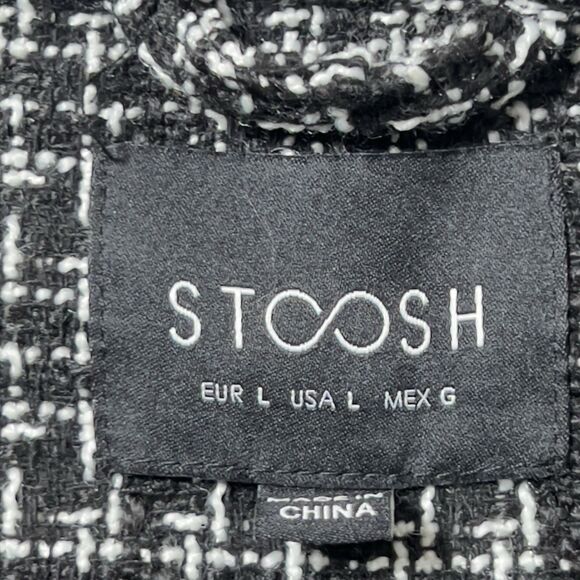 Stoosh Tweed Snap Front Jacket Womens Sz L Black White Check Plaid - Picture 5 of 10
